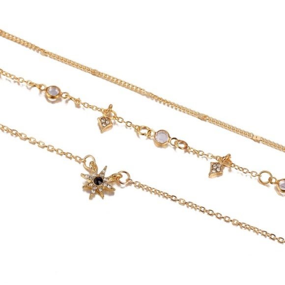 Layered Stars & Black Sun Necklace - Picture 4 of 8